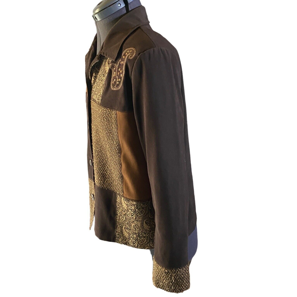 Vintage Notations Patchwork Jacket Womens Pm Brow… - image 6